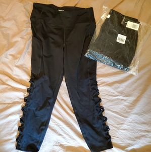 Torrid Black Strappy Inset Crop Workout Leggings